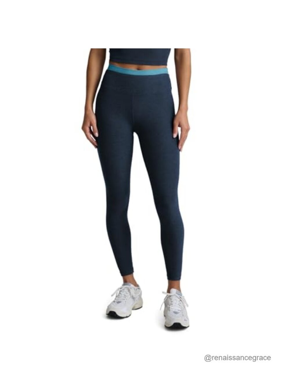 High Waisted Midi Leggings Spacedye Stretch Pull On Athletic